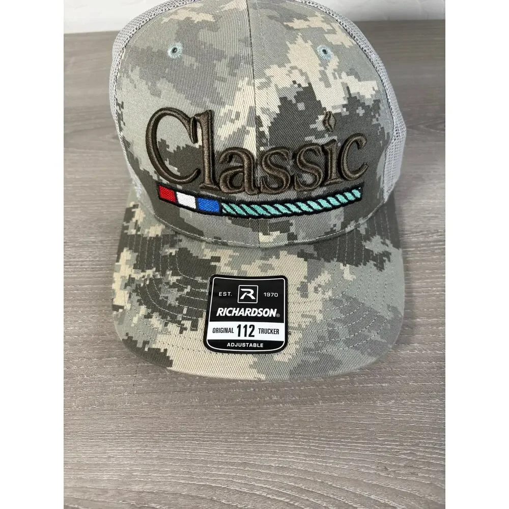 Classic Rope White Gray Camo Snapback‎ Trucker Hat- OSFA- NWT